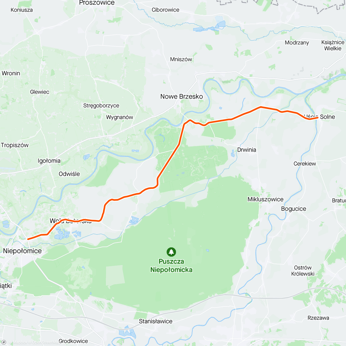 Map of the activity, Żubry 3xT