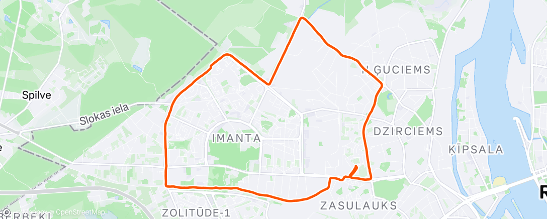Map of the activity, Afternoon Run