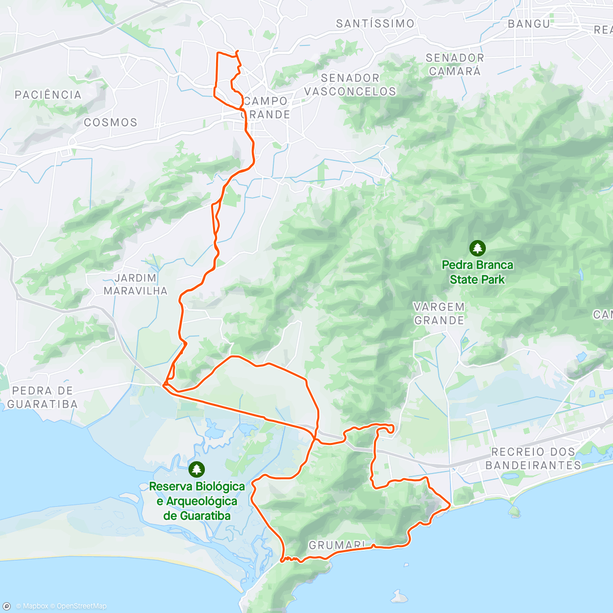 Map of the activity, Primeiro pedal com a bike nova.