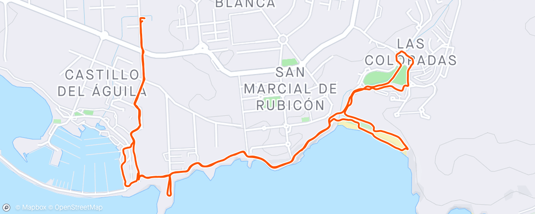 Map of the activity, Los Colerados Town/Beach + Marina Rubicon