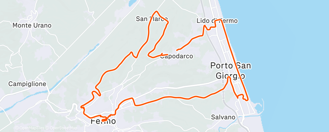 Map of the activity, Pedalata pomeridiana