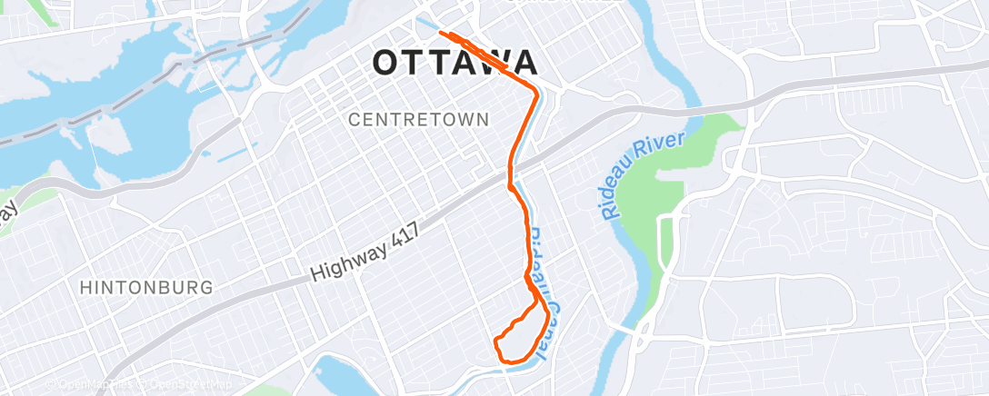 Map of the activity, Afternoon Run