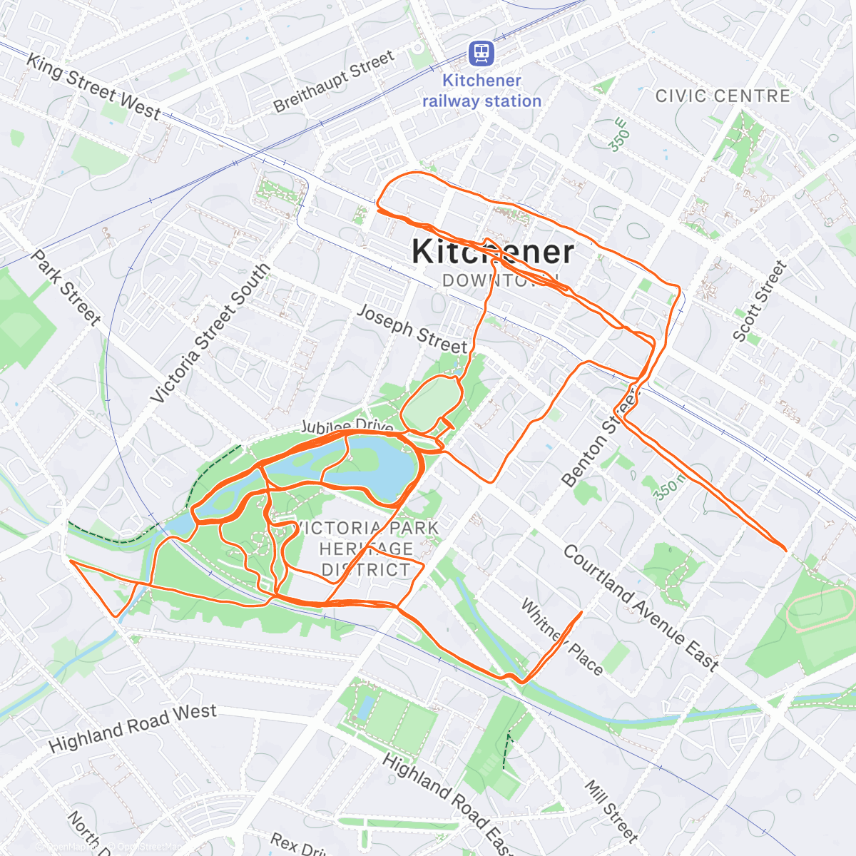 Map of the activity, Long run including 5k tempo