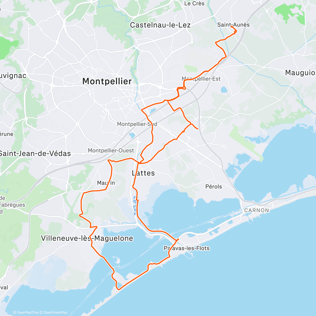 Map of the activity, Sortie vélo dans l'après-midi