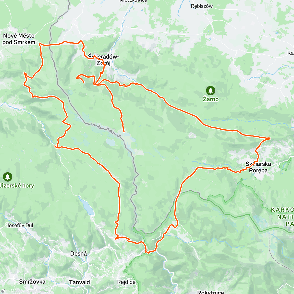 Map of the activity, Chatka Górzystów, Stóg Izerski