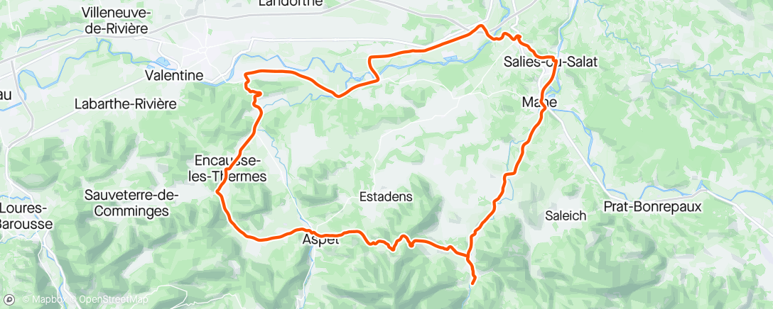 Map of the activity, Sortie route - le Larrieu côté Aspet