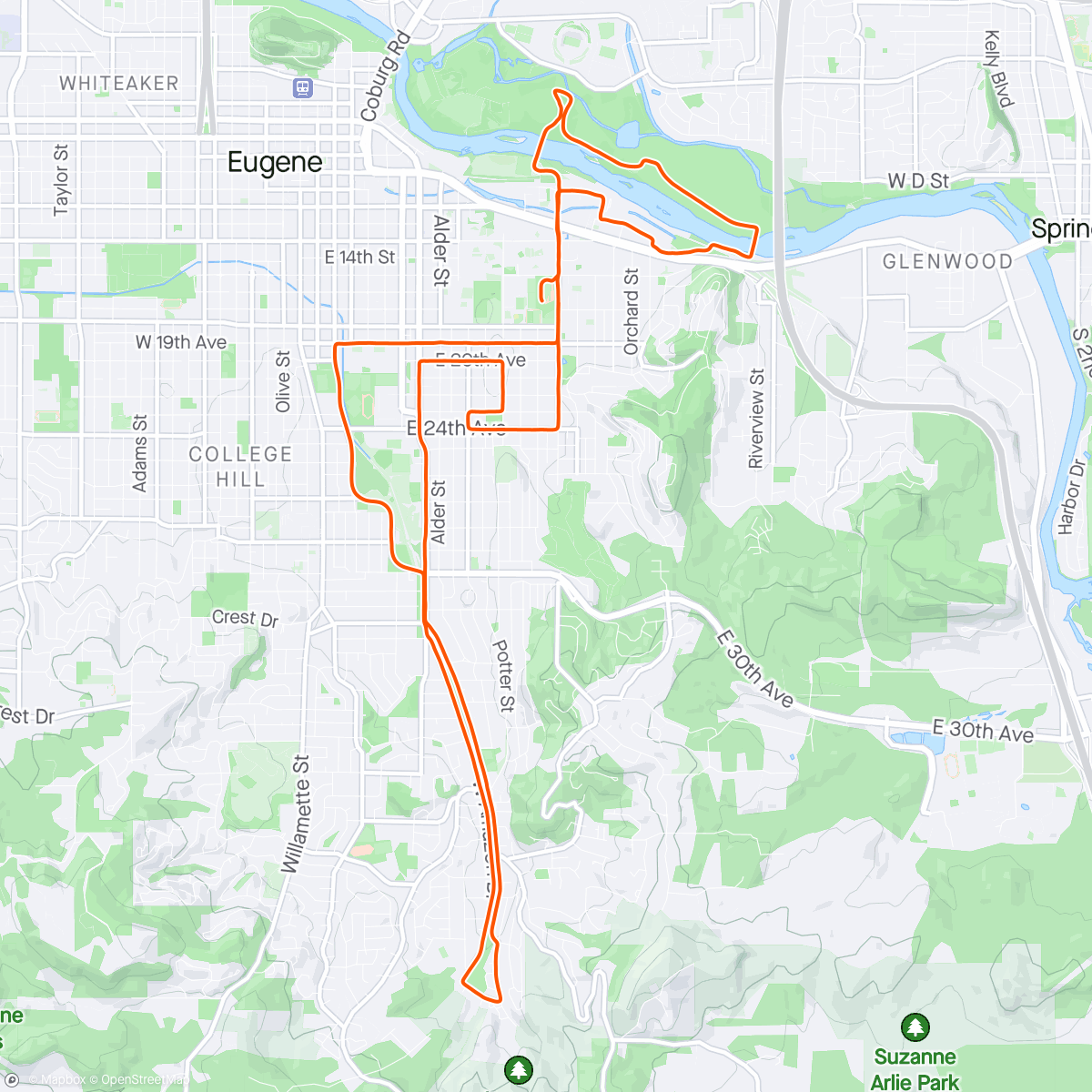 Mapa de la actividad (Eugene Half Marathon!)