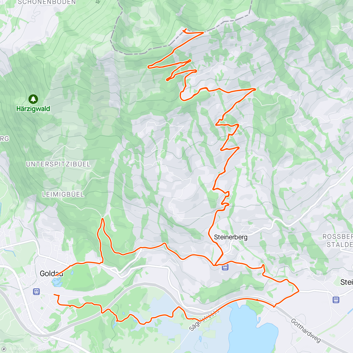 アクティビティ「MTB ride Wildspitz … had to backtrack on top … still snow … missing out on the downhill trails 😪」の地図