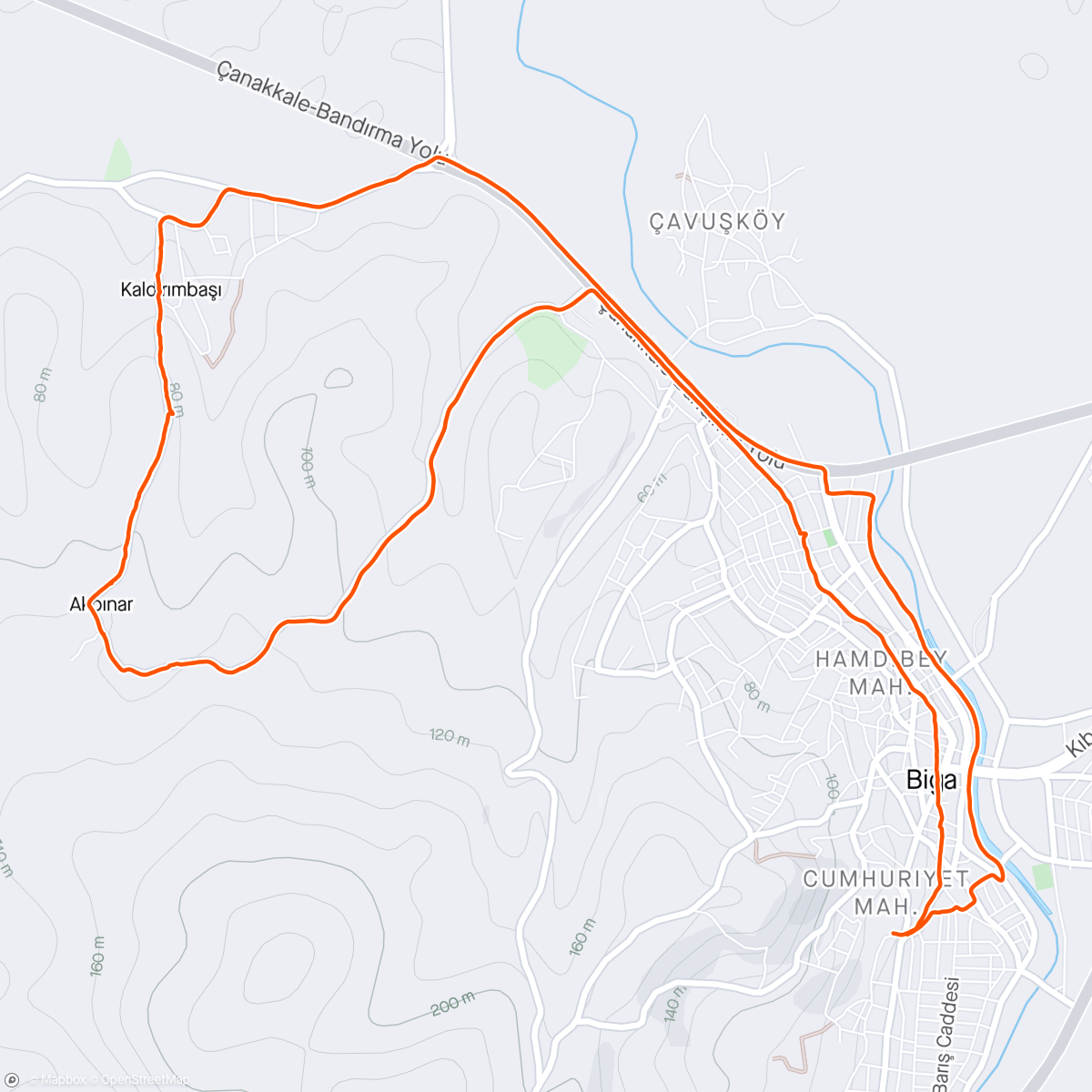 Map of the activity, Akşam Yemeği Bisiklet Turu