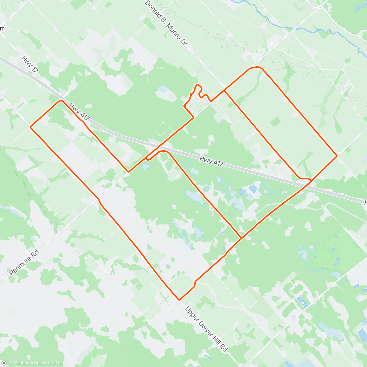 Map of the activity, 30km solo then the rest with Kyle off the bus