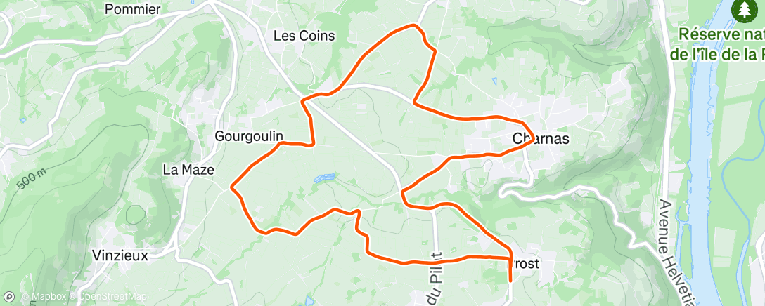 Map of the activity, Course à pied le matin