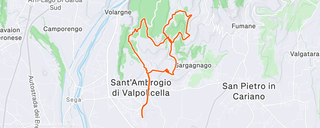 Map of the activity, Mountain biking pomeridiana