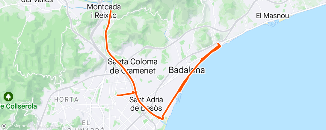 Map of the activity, primera salida en bici de carretera con Hugo