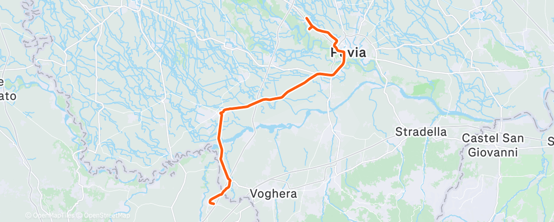 Map of the activity, Pedalata pomeridiana