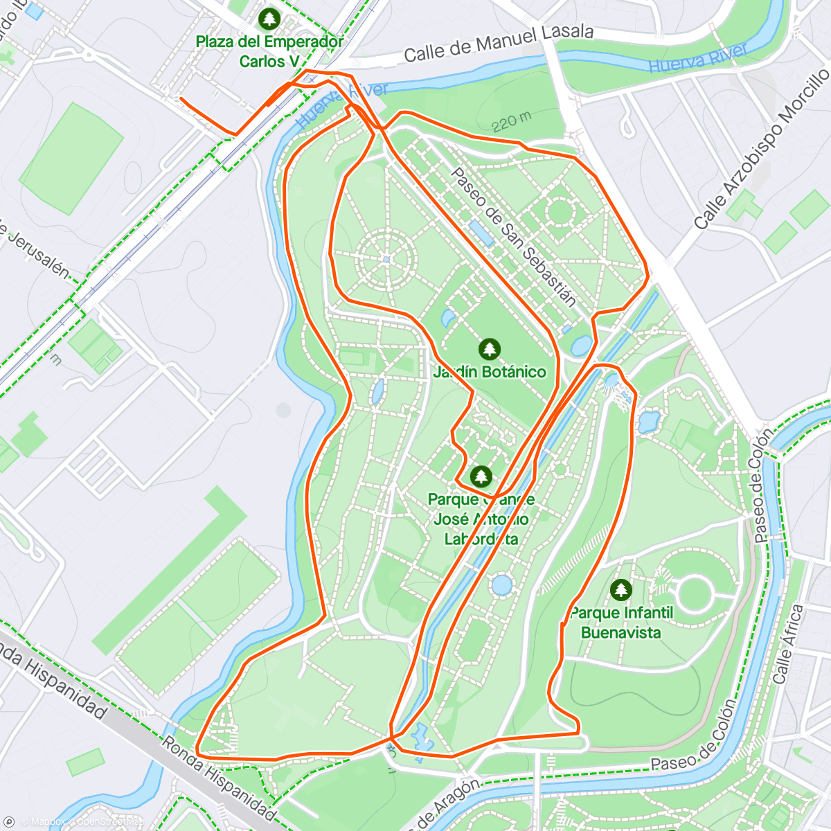Mappa dell'attività Paseo por el parque