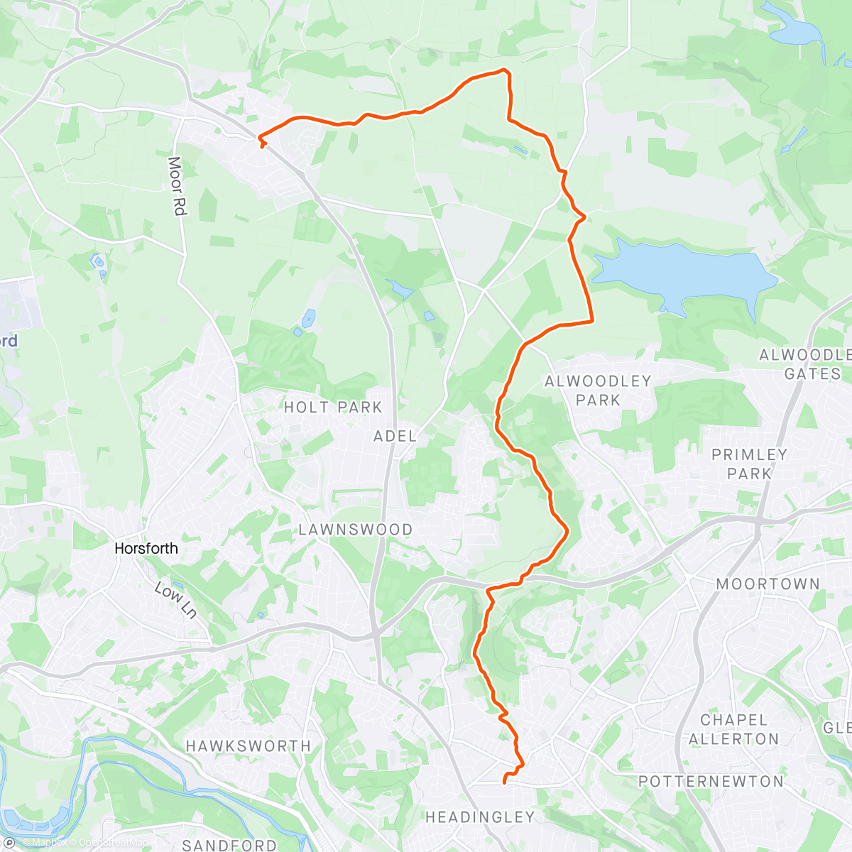 Map of the activity, Meanwood Valley and Bramhope walk