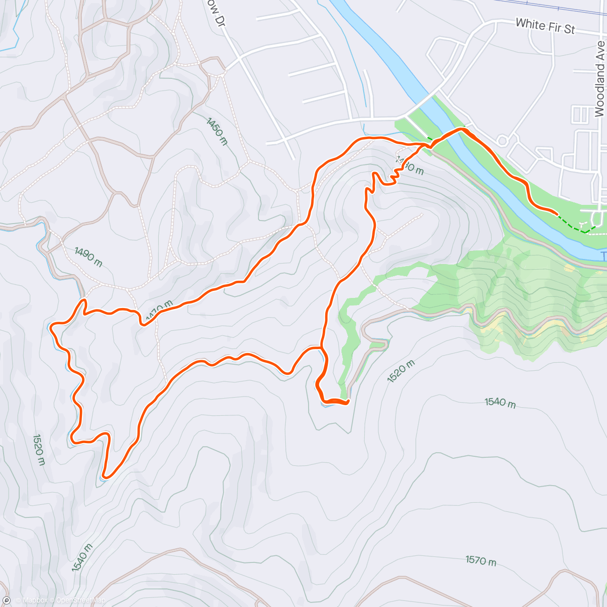 Map of the activity, Lunch Run on the Tom Cooke Trail