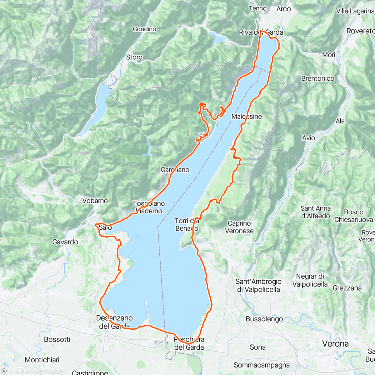 Map of the activity, Giro del lago di Garda + Punta Veleno + Strada della Forra