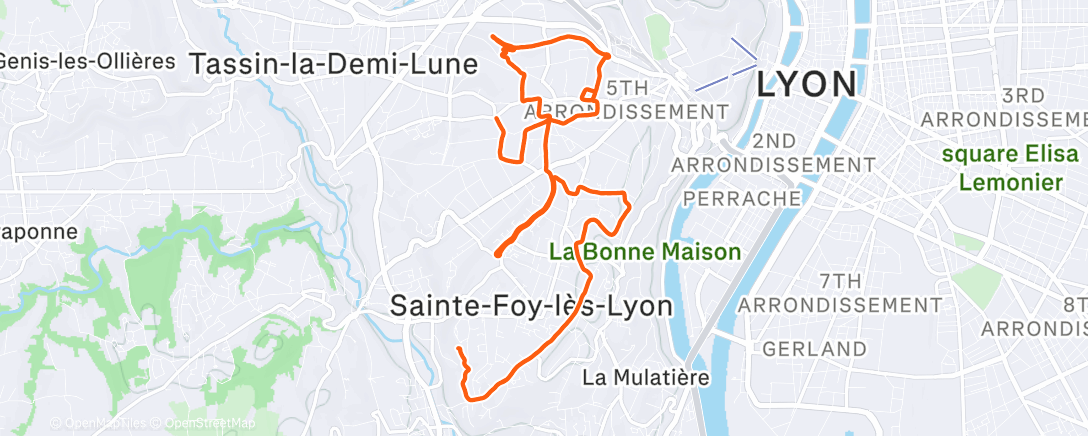 Map of the activity, Course à pied le matin et il manque 3.5 km