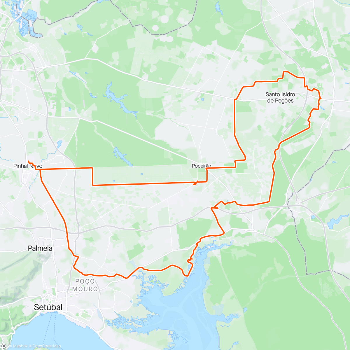 Map of the activity, Volta de bicicleta matinal para preparação para alvalade porto covo
