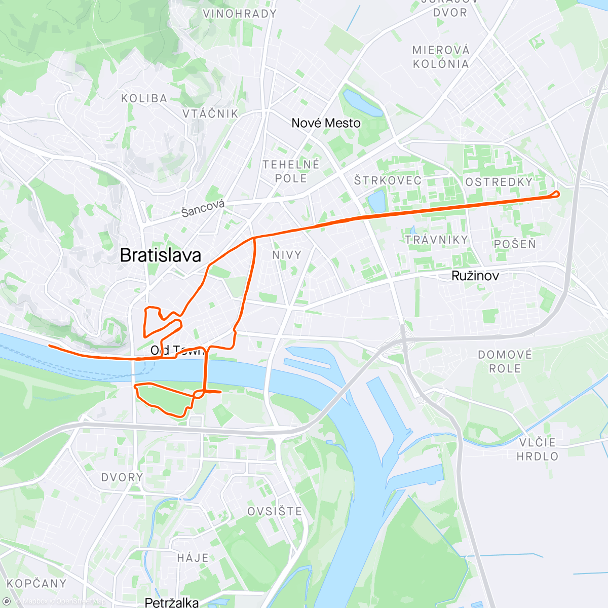 Map of the activity, Bratislava maraton