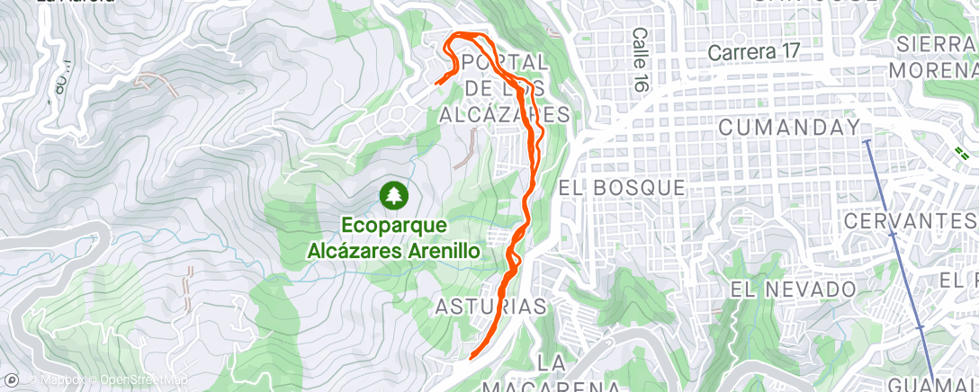 Map of the activity, Carrera por la mañana