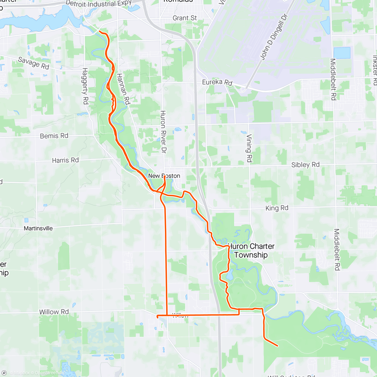Map of the activity, First ice cream ride of the year