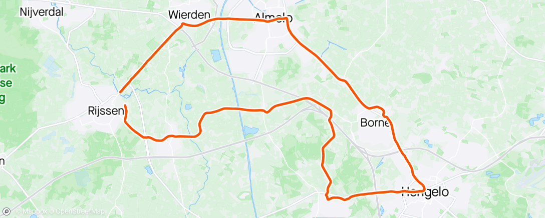 Map of the activity, Namiddagrit op mountainbike