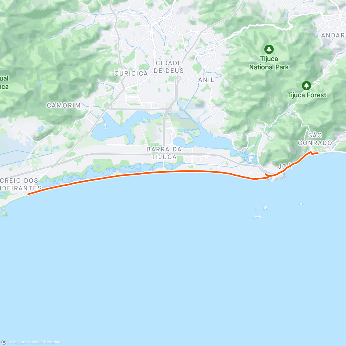 Mapa da atividade, Meia maratona Rio de Janeiro