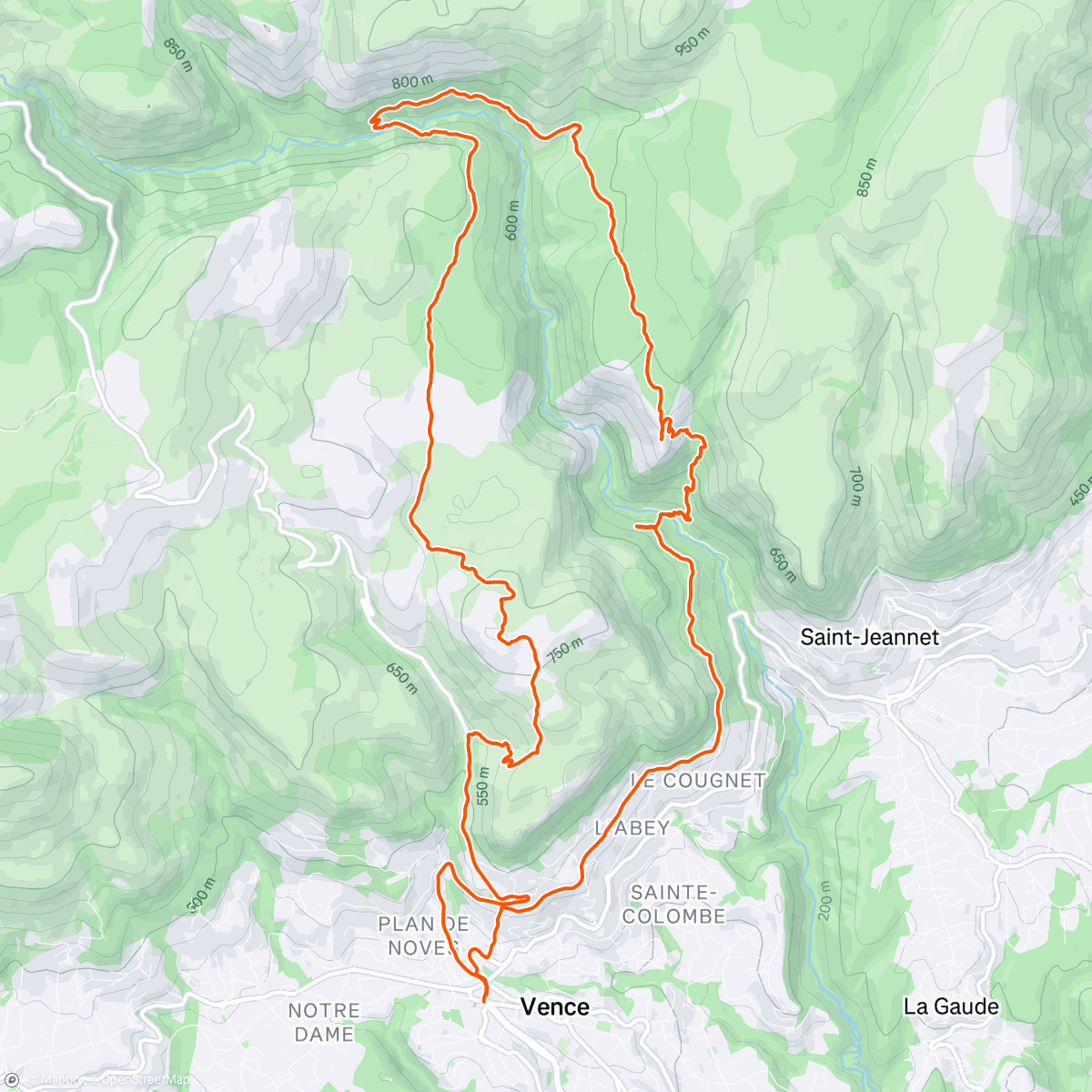 Map of the activity, Col de Vidden