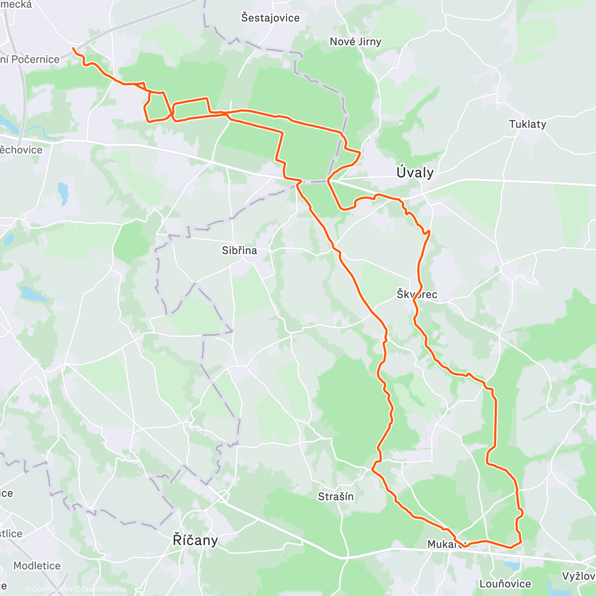 Map of the activity, Terénem na Vyžlovku