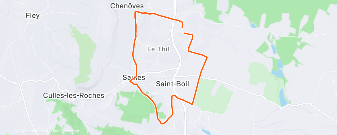 Map of the activity, Course à pied le matin