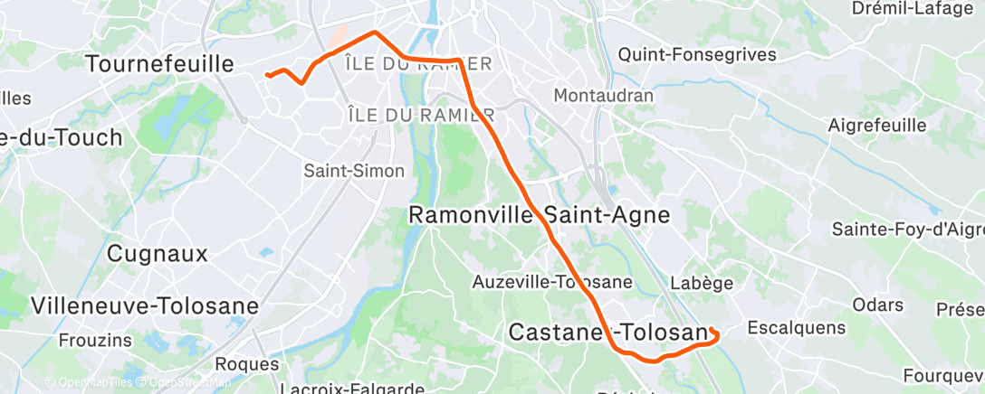 Map of the activity, Sortie vélo le matin