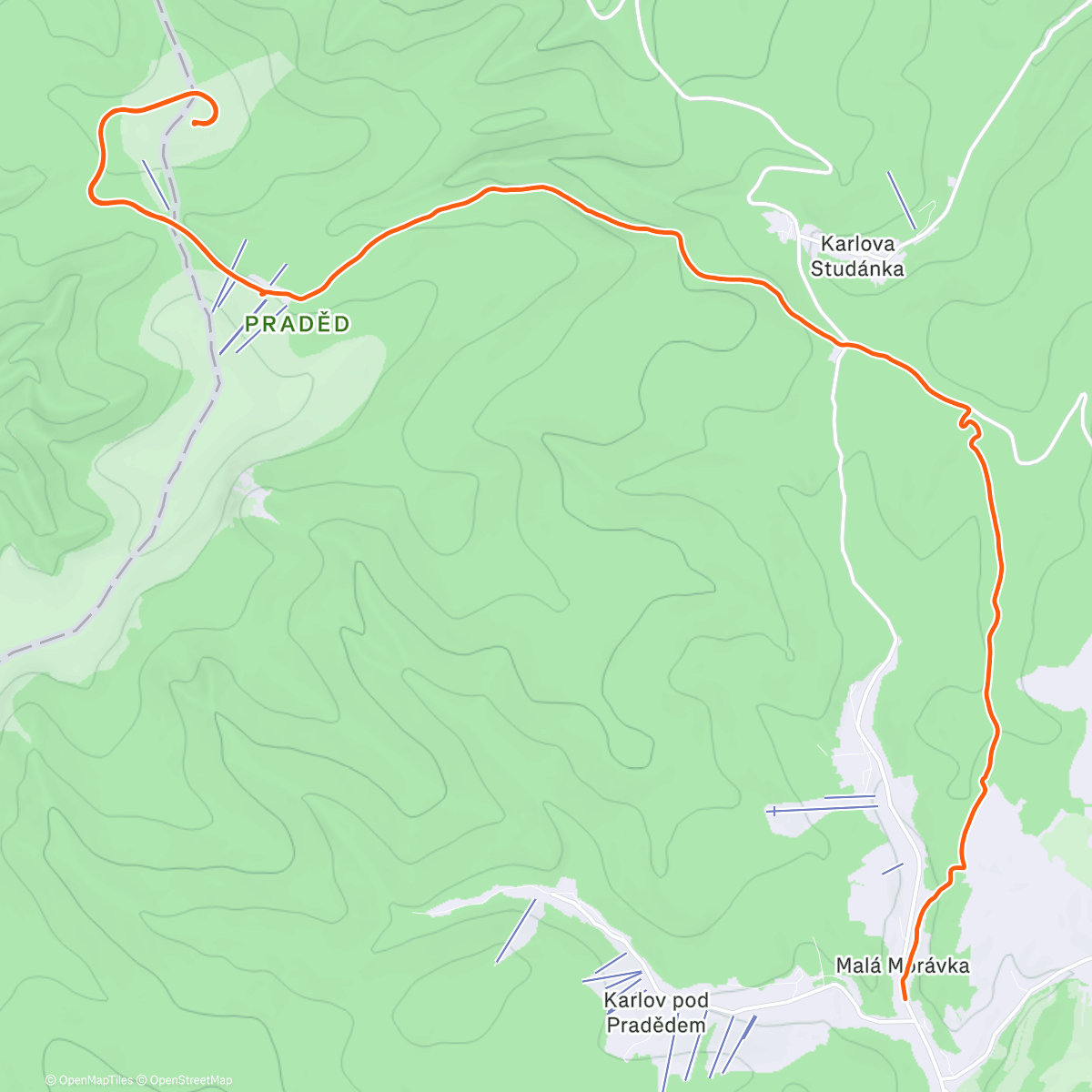 Map of the activity, Na Praděd