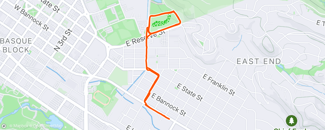 Map of the activity, 5 miles with semi fast 5k in middle