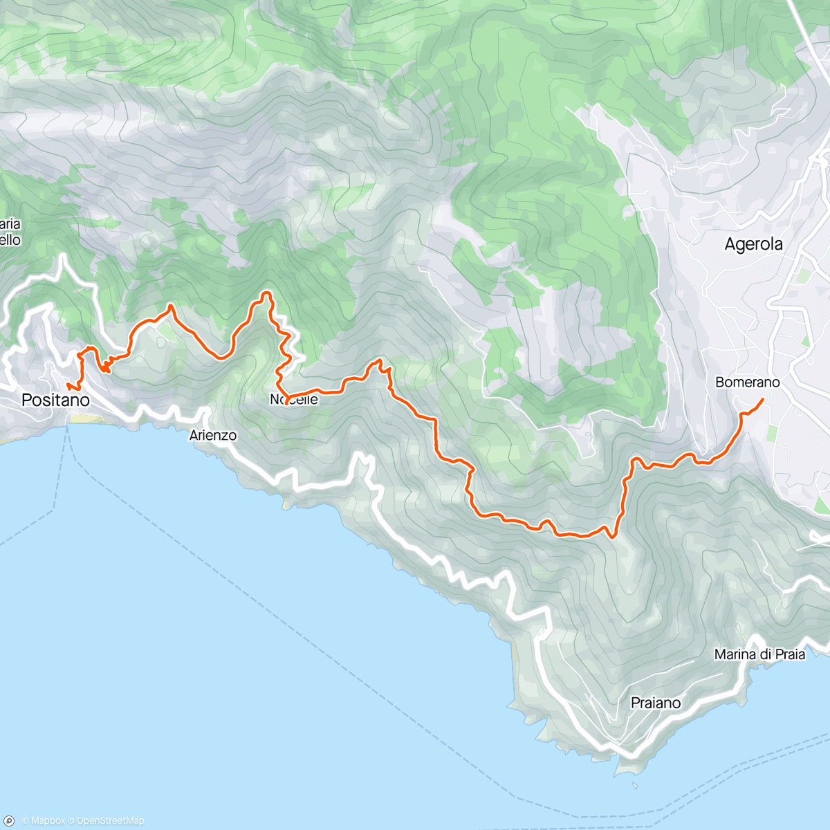 Map of the activity, Sentiero Degli Dei (The Path of the Gods)