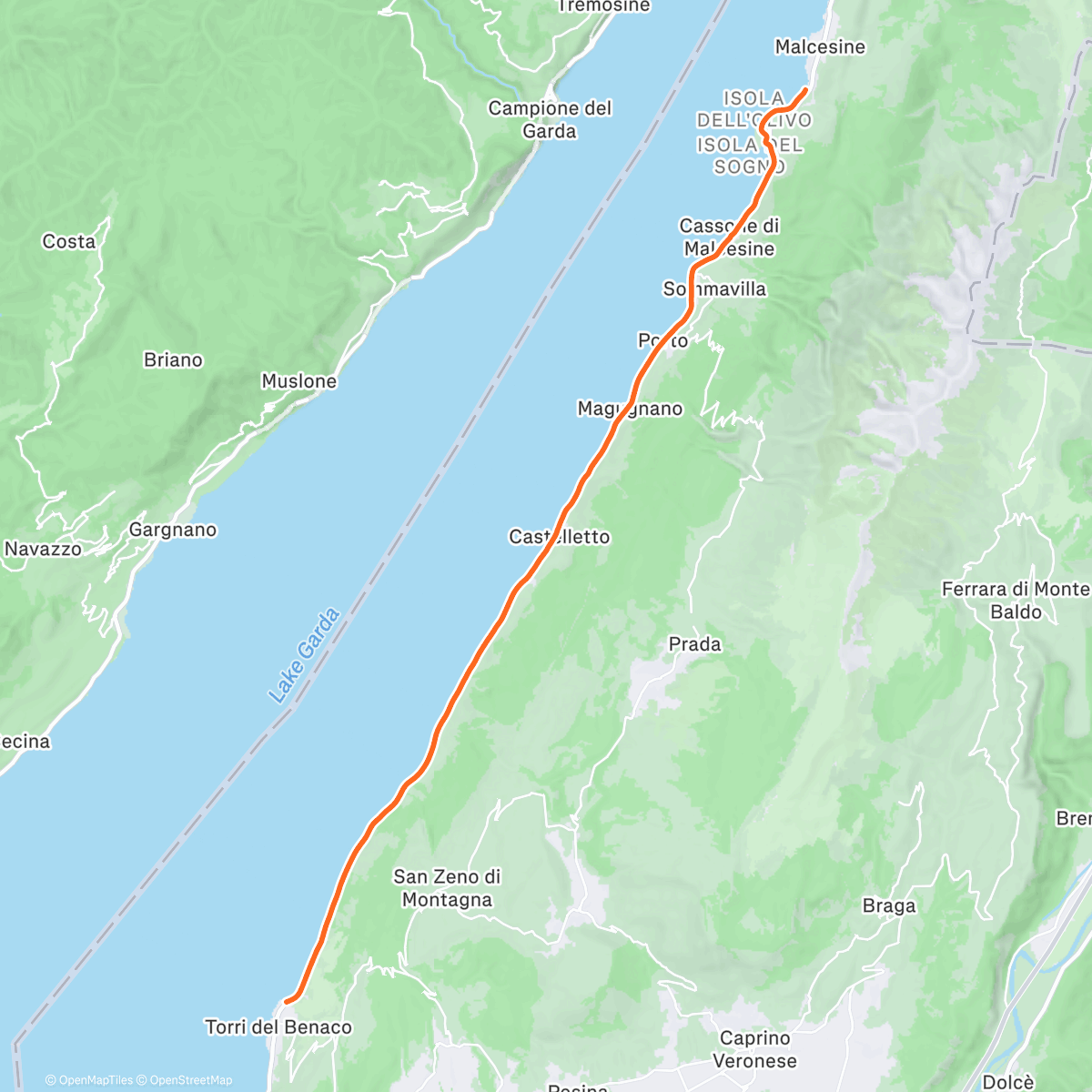 Map of the activity, Kinomap - Lake Garda - Malcesine to Garda