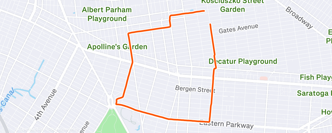 Map of the activity, Afternoon Run