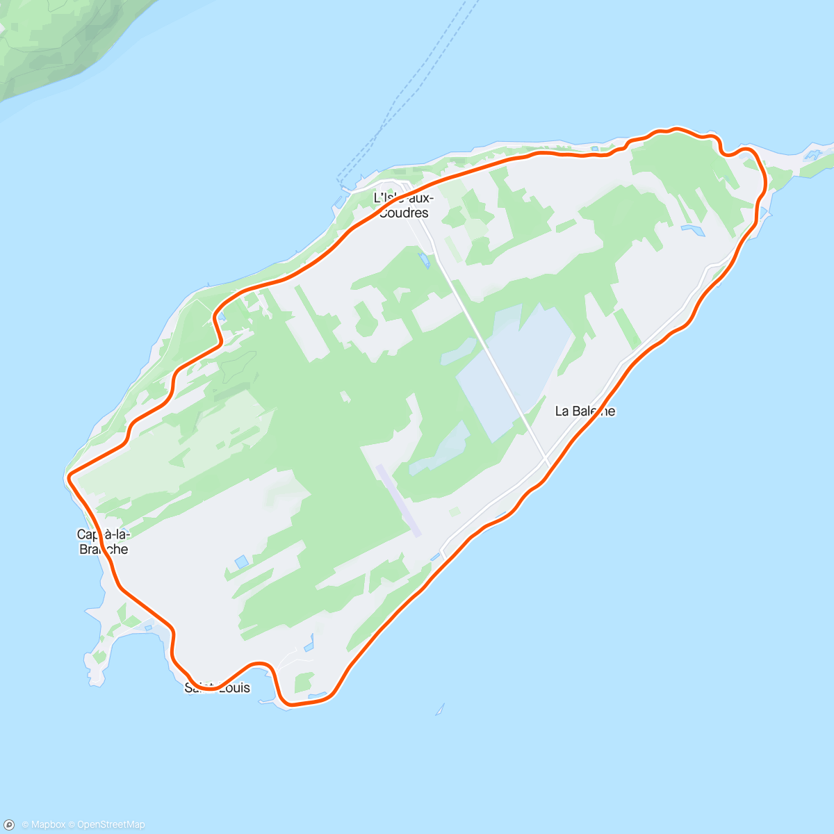 Map of the activity, Pélerinage annuel sur l’Isle-aux-Couilles pour étrenner mes souliers style « Ronald McDonald »🚴🏻‍♂️🚴🏻‍♂️🚴🏻‍♂️🚴🏻‍♂️🚴🏻‍♂️