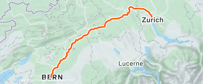 Route map of Zurich to Bern