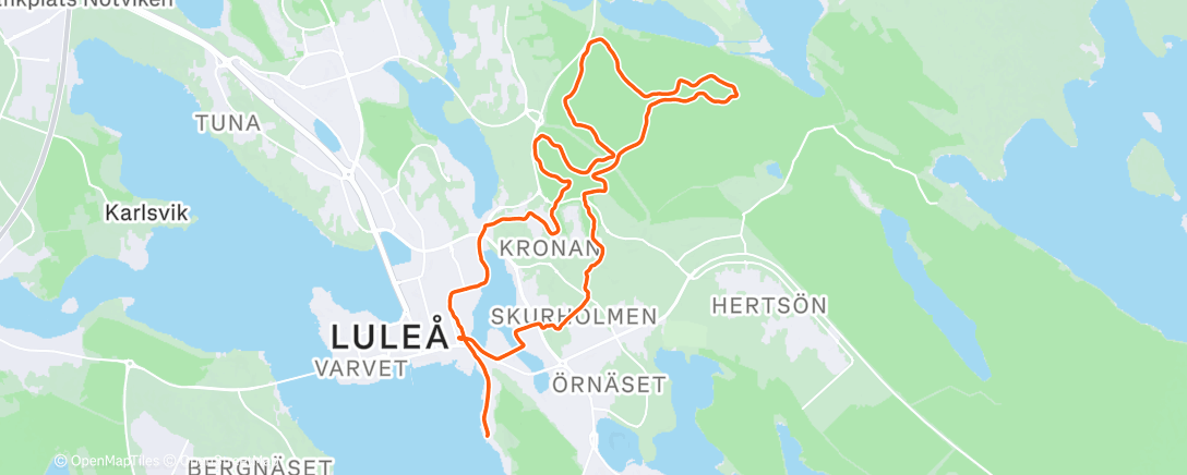 Map of the activity, Evening Run