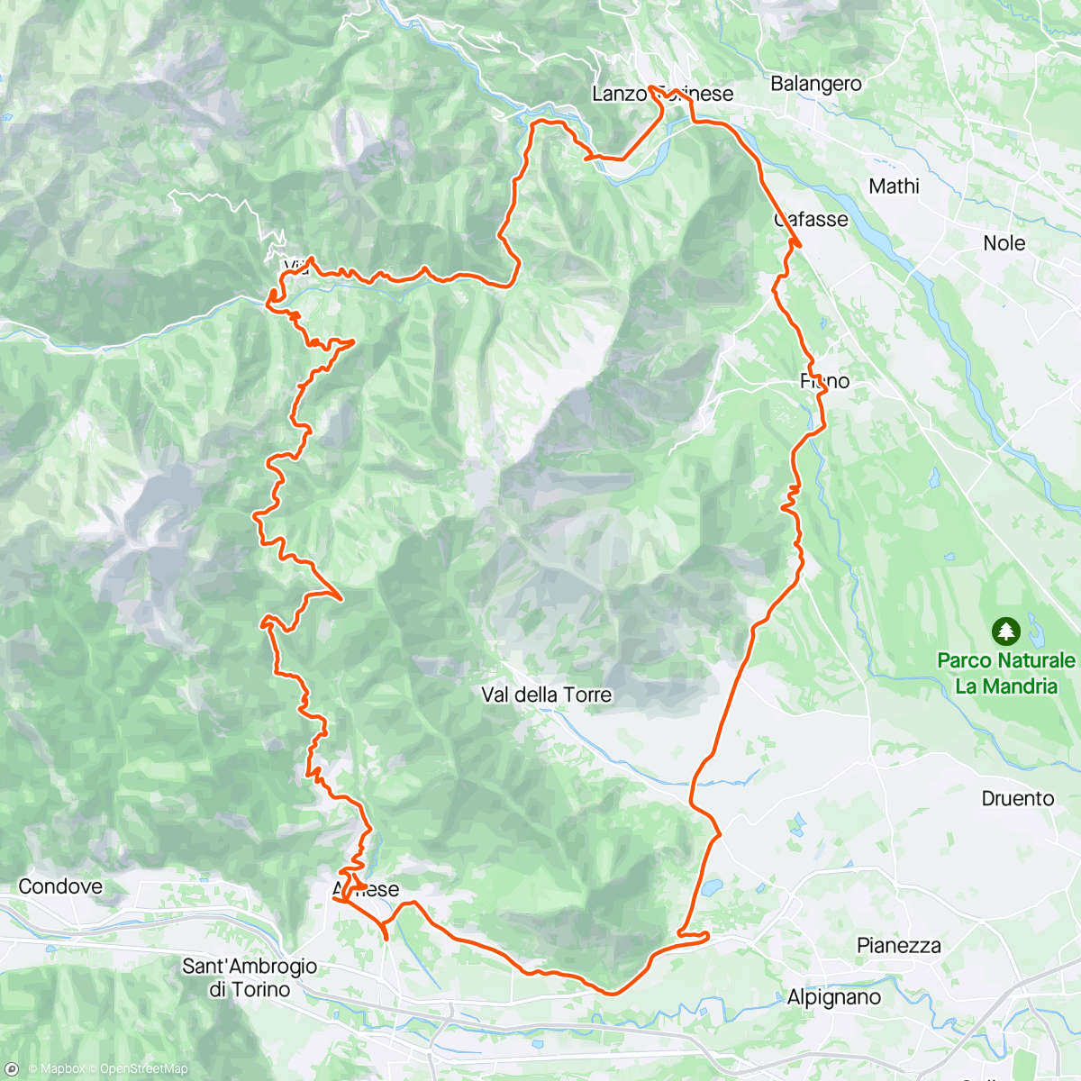 Map of the activity, @Col del Lys, via Lanzo … 😊😎💪🏻🚴🏻‍♀️🚴‍♂️🚴🏻‍♀️☀️💨☀️💨☀️💚🎈