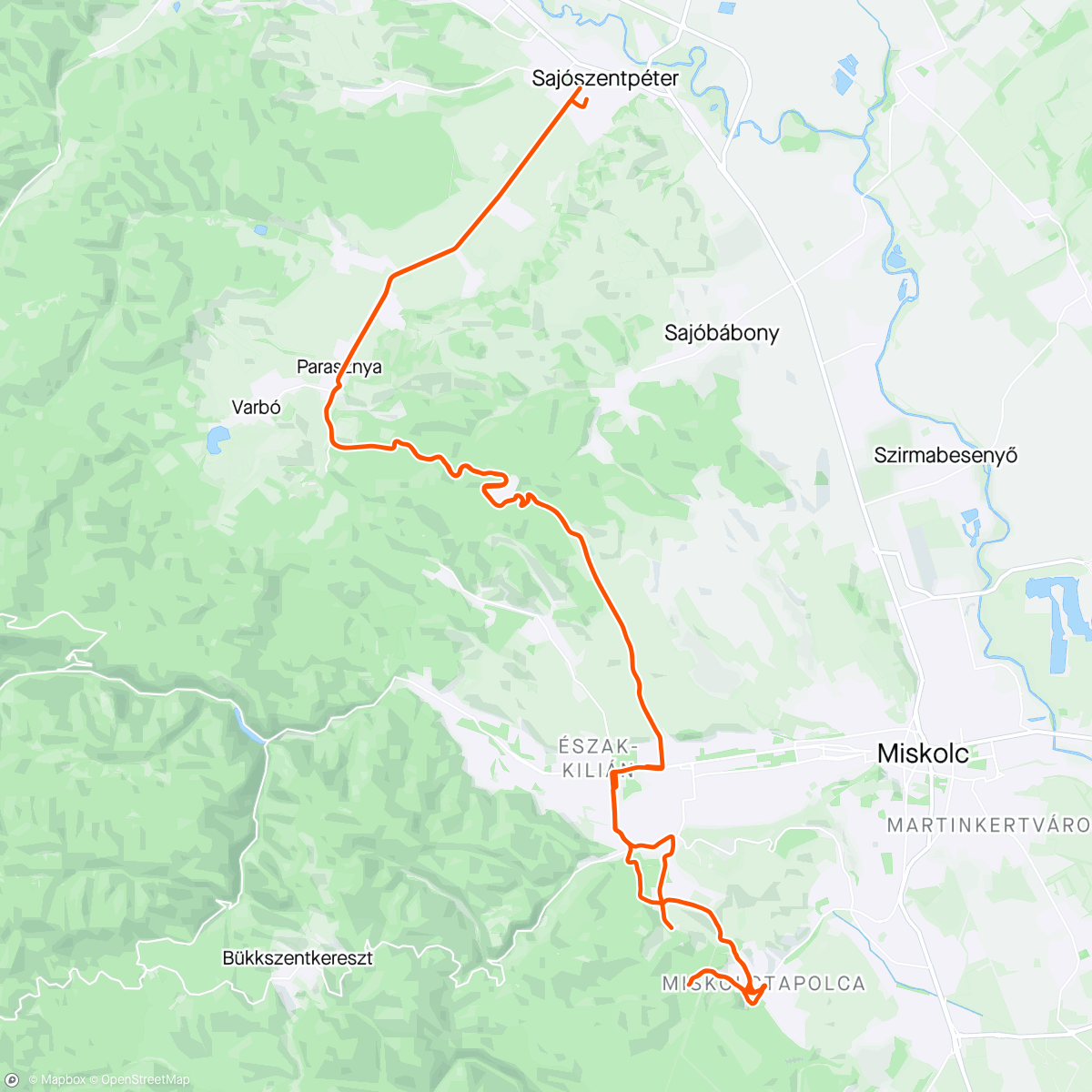 Map of the activity, Péter - M.tapolca
