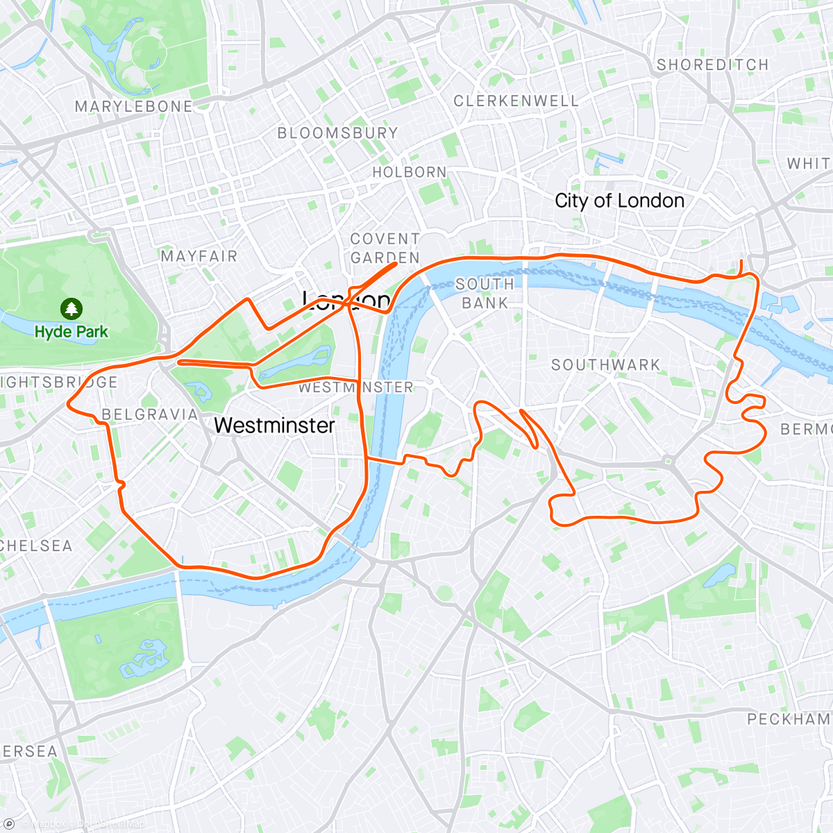 Map of the activity, Zwift - Group Ride:  TEAM VEGAN Sunday Smoothie  (C) on The London Pretzel in London