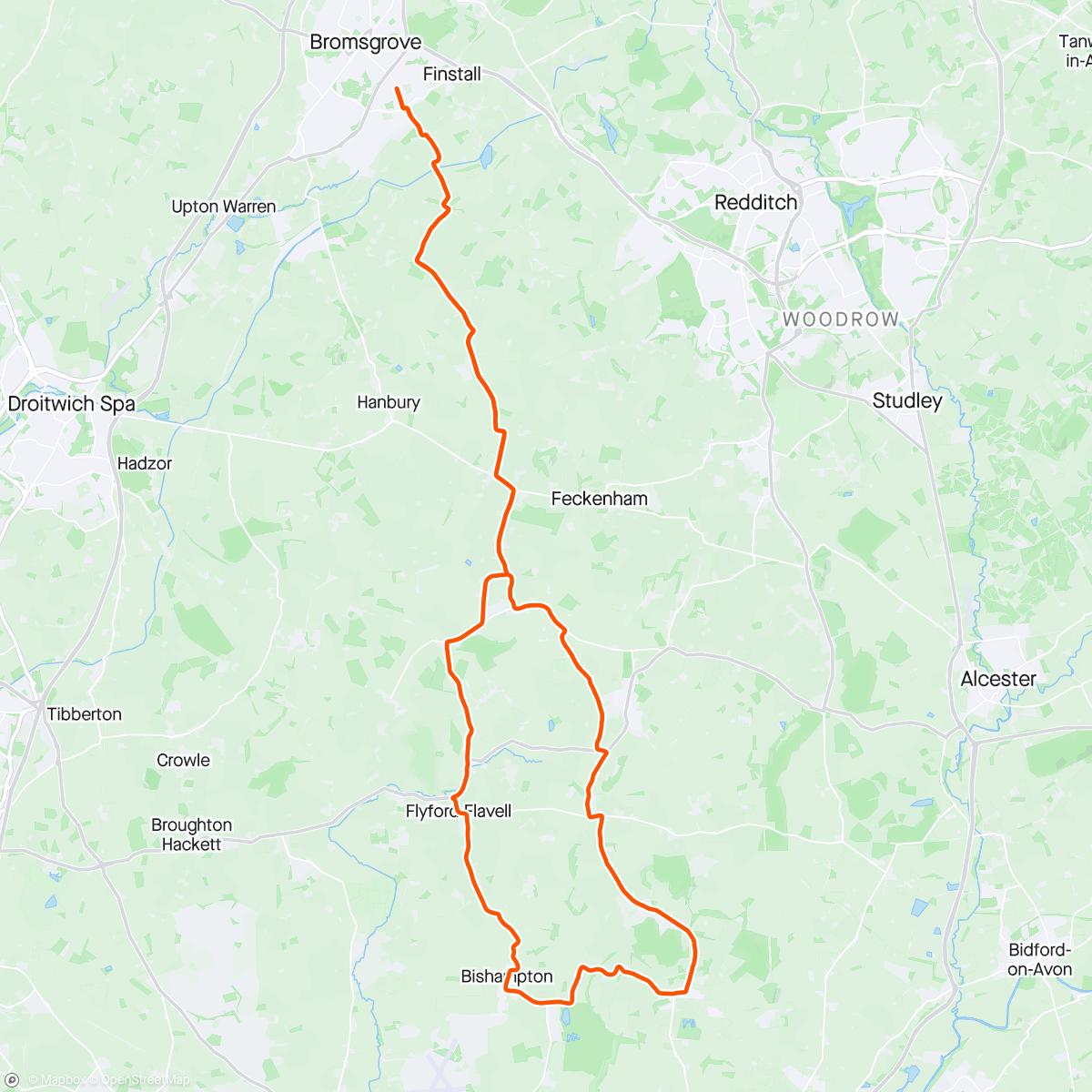 Mapa da atividade, Bishampton over Lenches (solo)