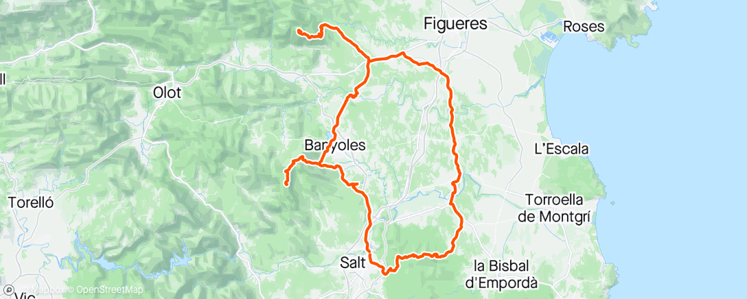 Mapa da atividade, The Girona Holy Trinity: Els Angels, Mare de deu del Mont & Rocacorba to finish. Catalan climbs. North of England weather. FML!🤦🏼😂