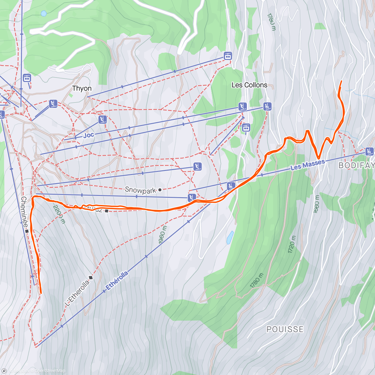 Map of the activity, Patrouille de Thyon