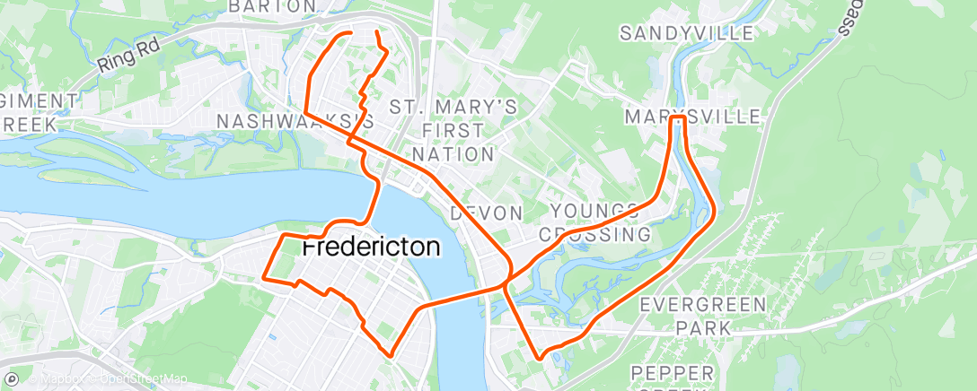 Map of the activity, Evening Ride