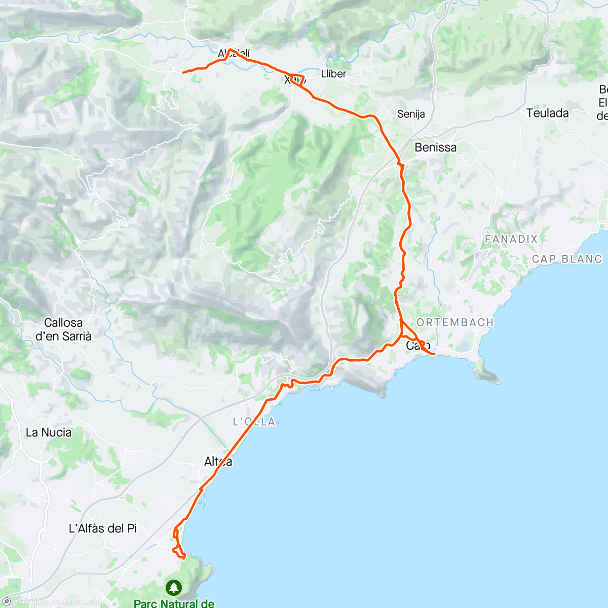 Map of the activity, Calpe Day 6