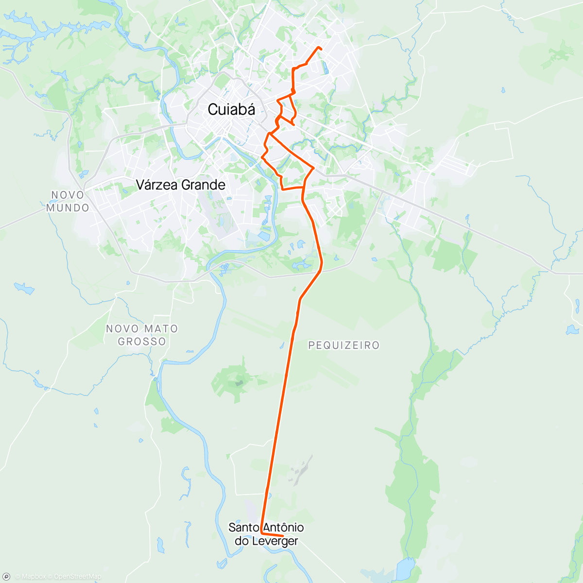 Mapa da atividade, Pedal Santo Antônio  do Leverger